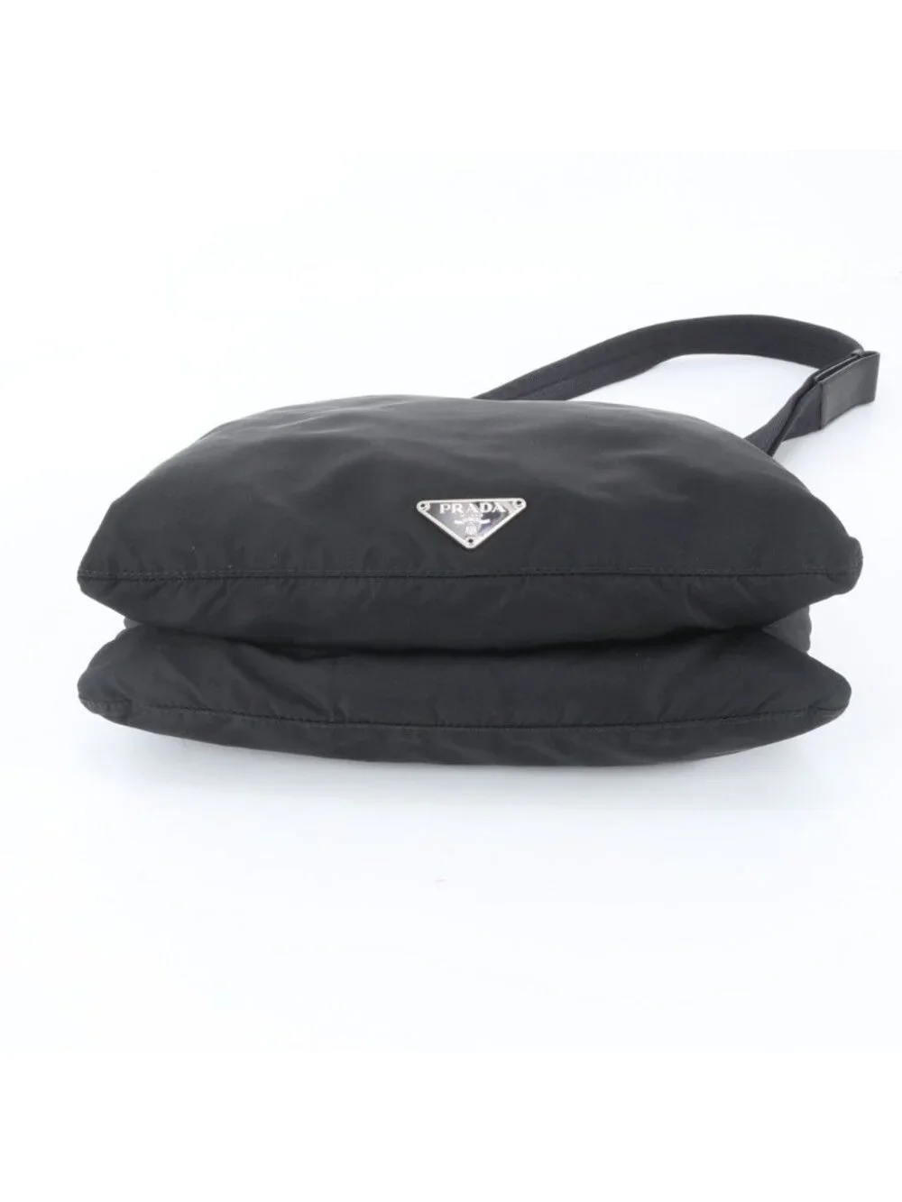 Prada White Tessuto Nylon Triangle Logo Leather Shoulder Bag Crossbody